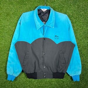 Vintage WestArk USA Western Canvas Bomber Jacket XL Horse Training Blue Charcoal